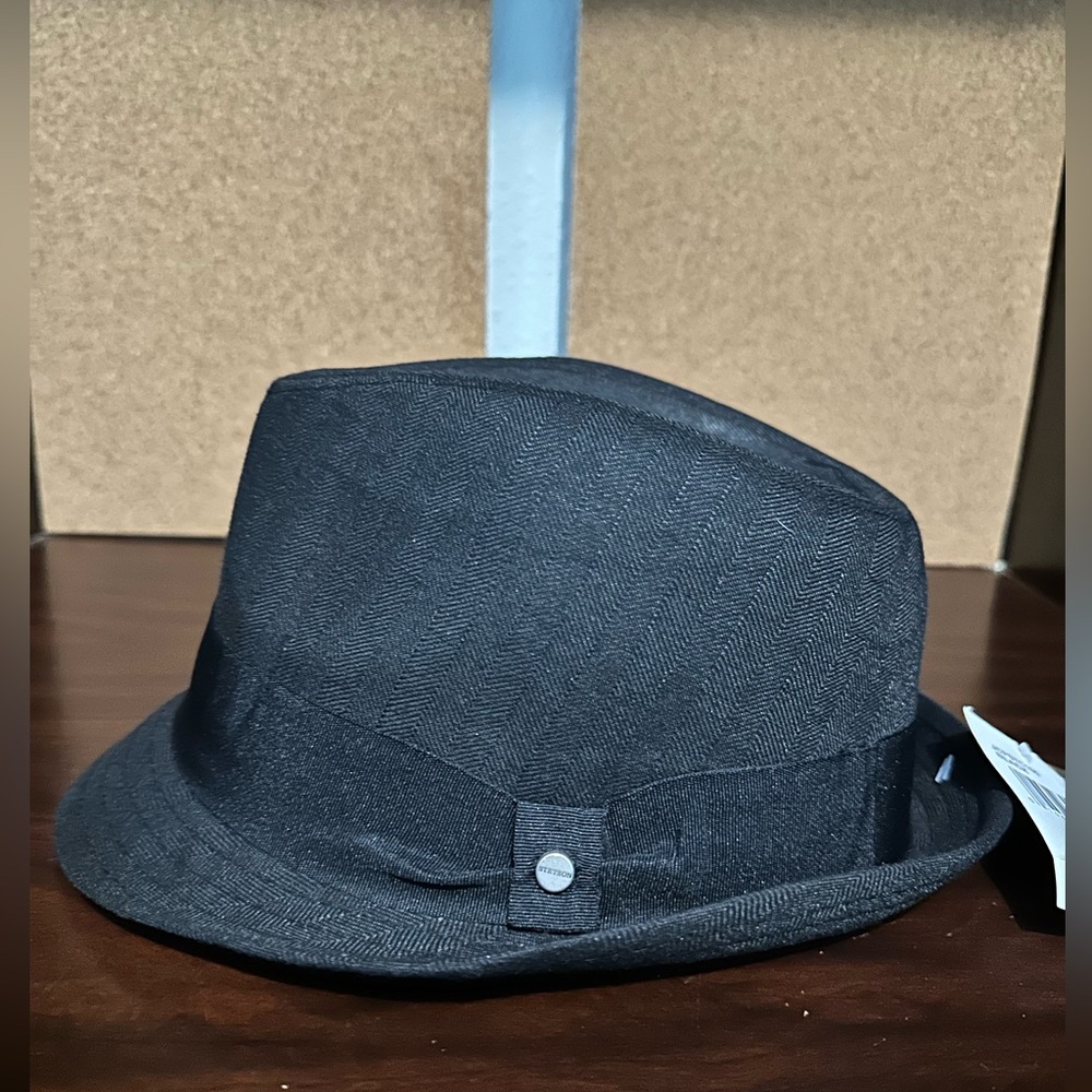Stetson All American Black On Black Fedora Gentlemans Hat Small/Medium